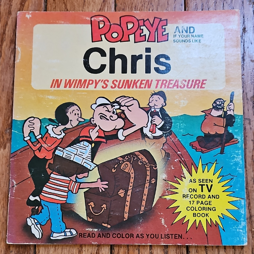 Popeye Personalized Paperback Book Wimpy's Sunken Treasure, No Record